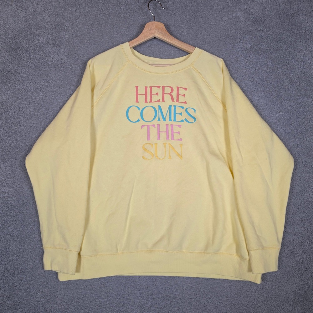 Old Navy Sweatshirt Womens 2X Yellow Fair Here Comes The Sun‎ Graphic Pullover